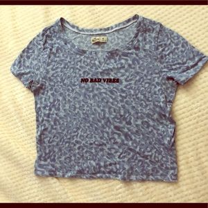 Hollister Blue Leopard Crop Top